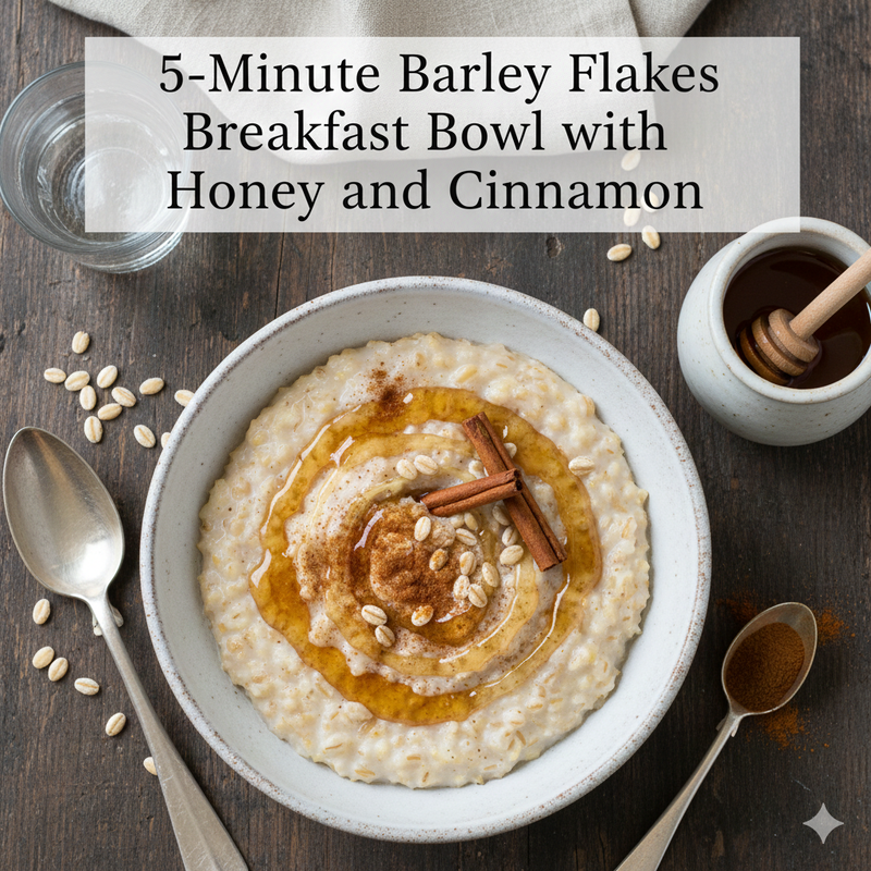5 Minute Barley Flakes Breakfast Bowl with Honey and Cinnamon